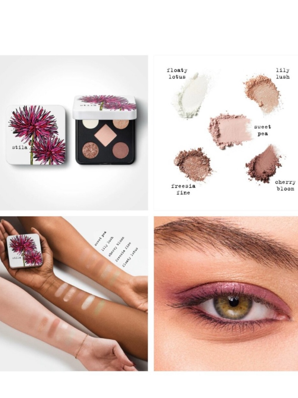 Stila Pocket Play Pretty petal shadow Palette — Pink, Gold, Cream, Brown